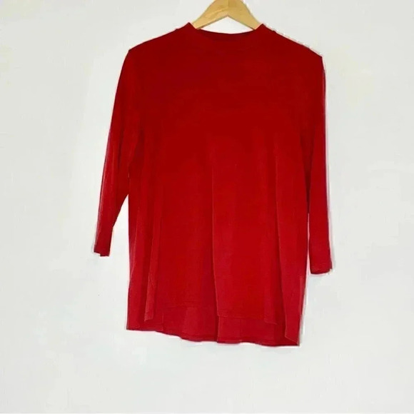 J. Jill red mock neck quarter sleeve top L - Picture 2 of 5